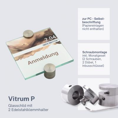Tuerschild VITRUM P Glasschild fuer Buero 140 140 mm